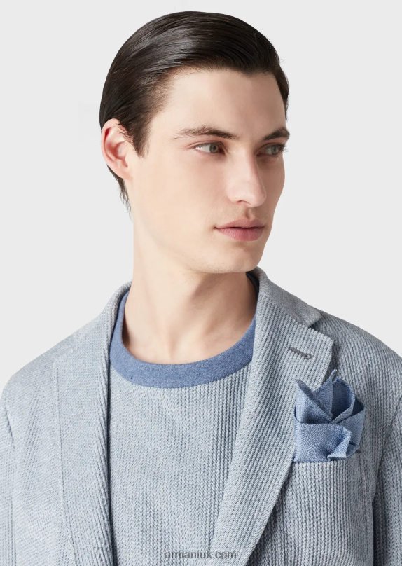 Denim-Effect Printed Velvet Sweatshirt Men VP6Z81407 Armani Azure