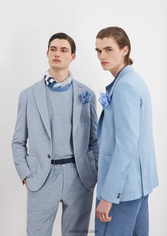 Denim-Effect Printed Velvet Sweatshirt Men VP6Z81407 Armani Azure