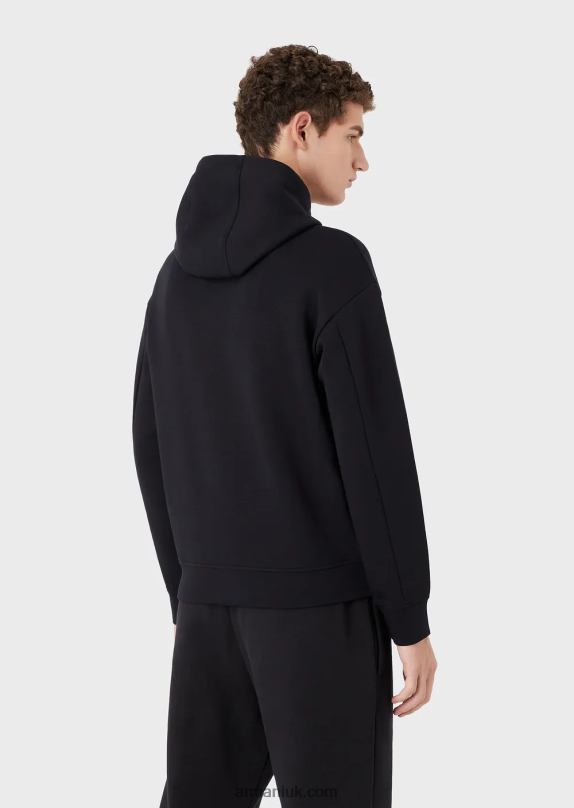 Double-Jersey Hooded Sweatshirt With Embroidered Logo Men VP6Z81573 Armani Navy Blue