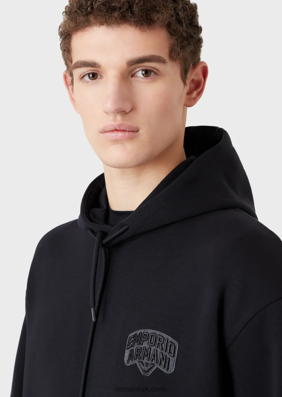 Double-Jersey Hooded Sweatshirt With Embroidered Logo Men VP6Z81573 Armani Navy Blue