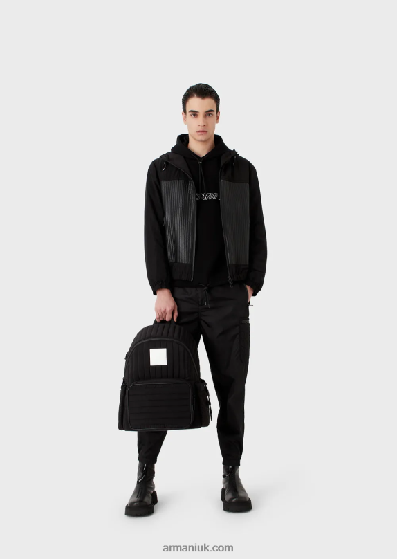 Double Jersey Hooded Sweatshirt With Embroidered Logo Men VP6Z81586 Armani Black