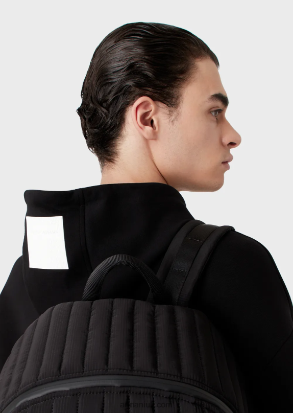 Double Jersey Hooded Sweatshirt With Embroidered Logo Men VP6Z81586 Armani Black