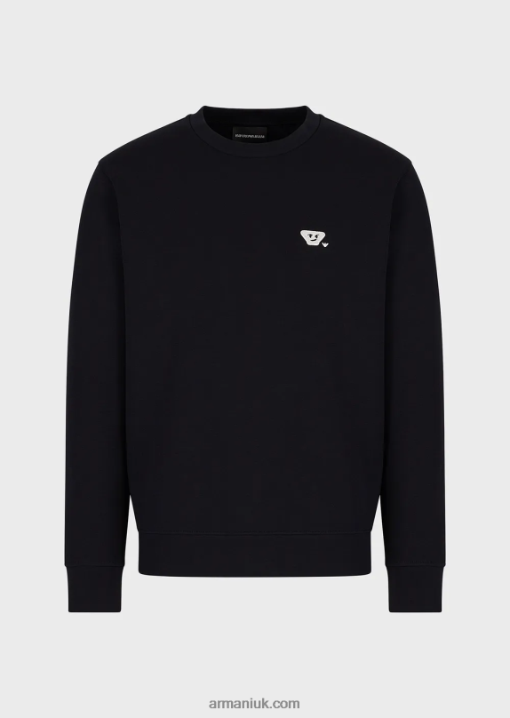 Double-Jersey Sweatshirt With Matching Emoji Patch Men VP6Z81440 Armani Navy Blue