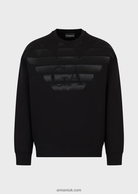 Double-Jersey Sweatshirt With Oversized Logo Embroidery Men VP6Z81579 Armani Black