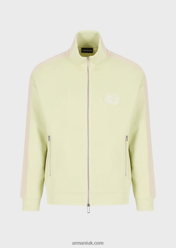Full-Zip Sweatshirt In Jersey With Stripes And Ea Patch Men VP6Z81375 Armani Light Green