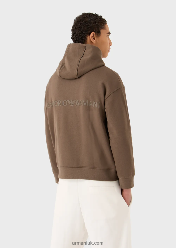 Heavy-Jersey Hooded Sweatshirt With Bold Rubberised Logo Men VP6Z81420 Armani Dove Grey