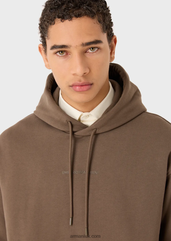 Heavy-Jersey Hooded Sweatshirt With Bold Rubberised Logo Men VP6Z81420 Armani Dove Grey