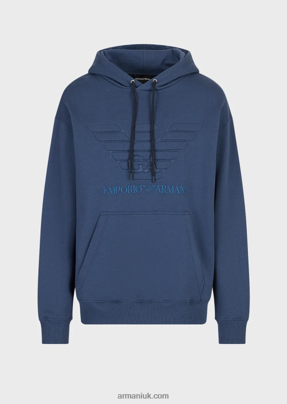 Hooded Sweatshirt With Embossed Oversized Eagle Men VP6Z81575 Armani Navy Blue