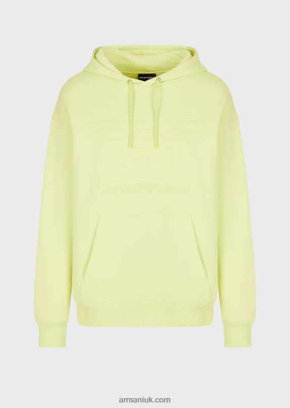Hooded Sweatshirt With Embossed Oversized Eagle Men VP6Z81576 Armani Lime Green