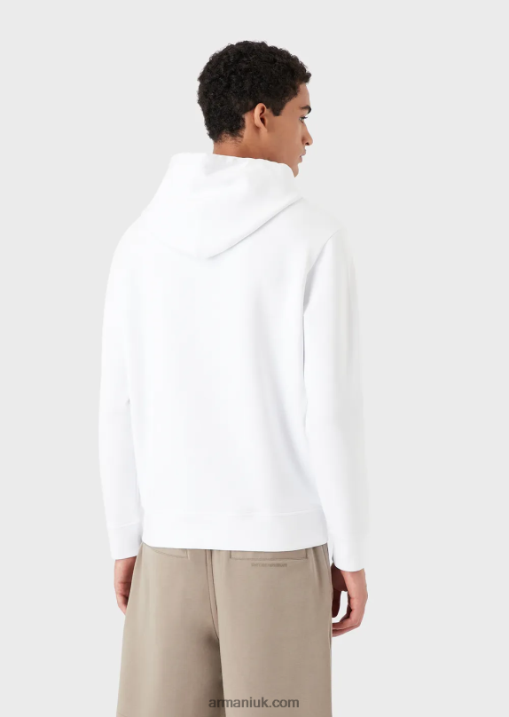 Hooded Sweatshirt With Micro Logo Patch Men VP6Z81389 Armani White