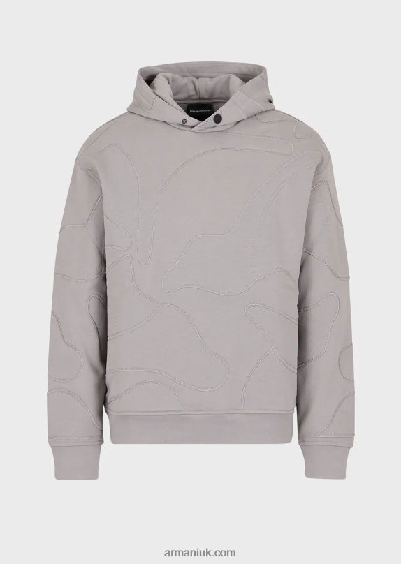 Hooded Sweatshirt With Oversized Colour-Matched Camouflage Embroidery Men VP6Z81594 Armani Gray