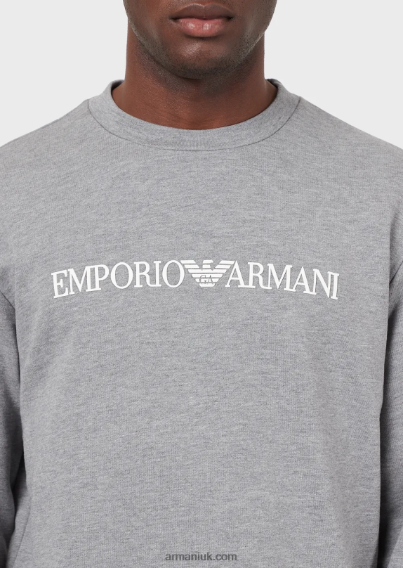 Modal-Blend Sweatshirt With Logo Print Men VP6Z81601 Armani White Logo