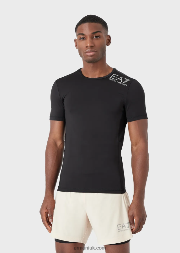 Dynamic Athlete T-Shirt In Vigor7 Technical Fabric Men VP6Z81747 Armani Deep Black