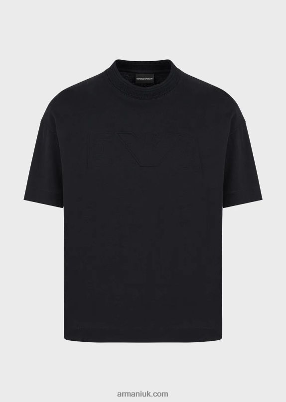 Heavy Jersey T-Shirt With Oversized Embossed Logo Trim Men VP6Z81633 Armani Navy Blue