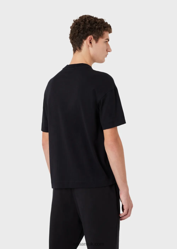 Heavy Jersey T-Shirt With Oversized Embossed Logo Trim Men VP6Z81633 Armani Navy Blue