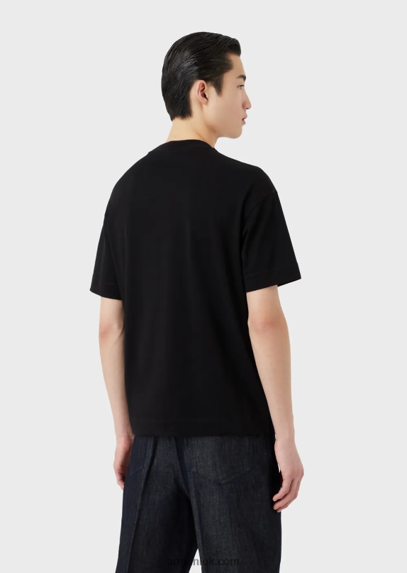 Heavy Jersey T-Shirt With Oversized Embossed Logo Trim Men VP6Z81634 Armani Black Logo