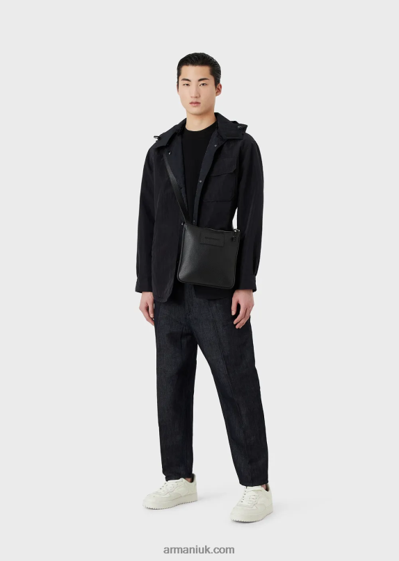 Heavy Jersey T-Shirt With Oversized Embossed Logo Trim Men VP6Z81634 Armani Black Logo