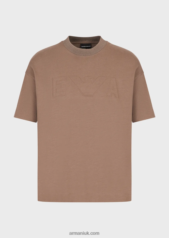 Heavy Jersey T-Shirt With Oversized Embossed Logo Trim Men VP6Z81636 Armani Dove Grey