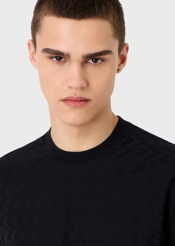 Jersey T-Shirt With All-Over Jacquard Motif Men VP6Z81690 Armani Navy Blue