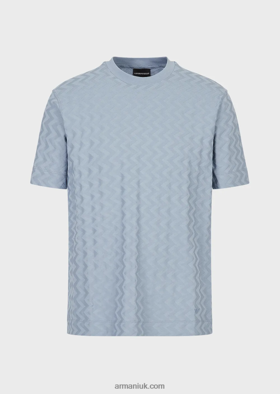 Jersey T-Shirt With All-Over Jacquard Motif Men VP6Z81692 Armani Azure