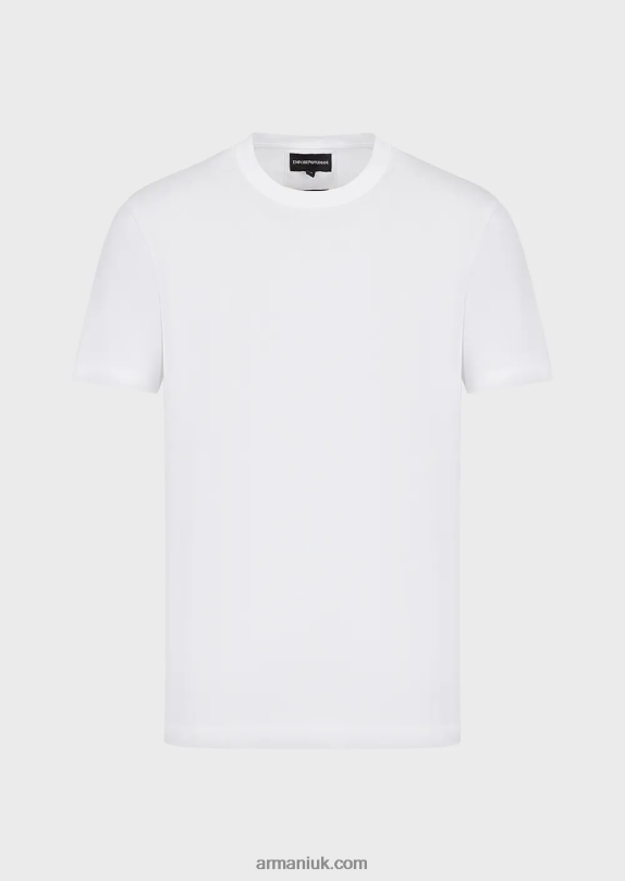 Jersey T-Shirt With Jacquard Logo Men VP6Z81693 Armani White Logo