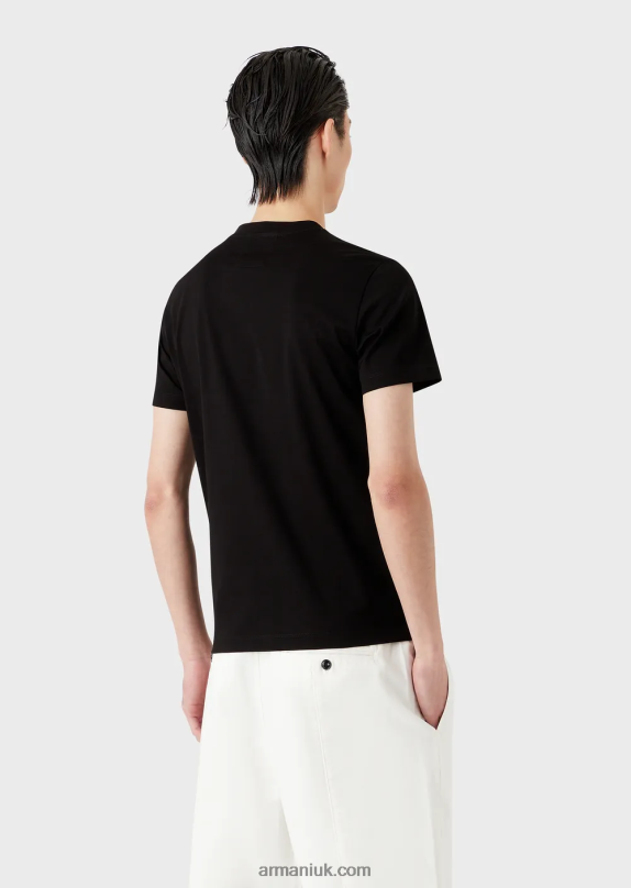Jersey T-Shirt With Jacquard Logo Men VP6Z81694 Armani Black