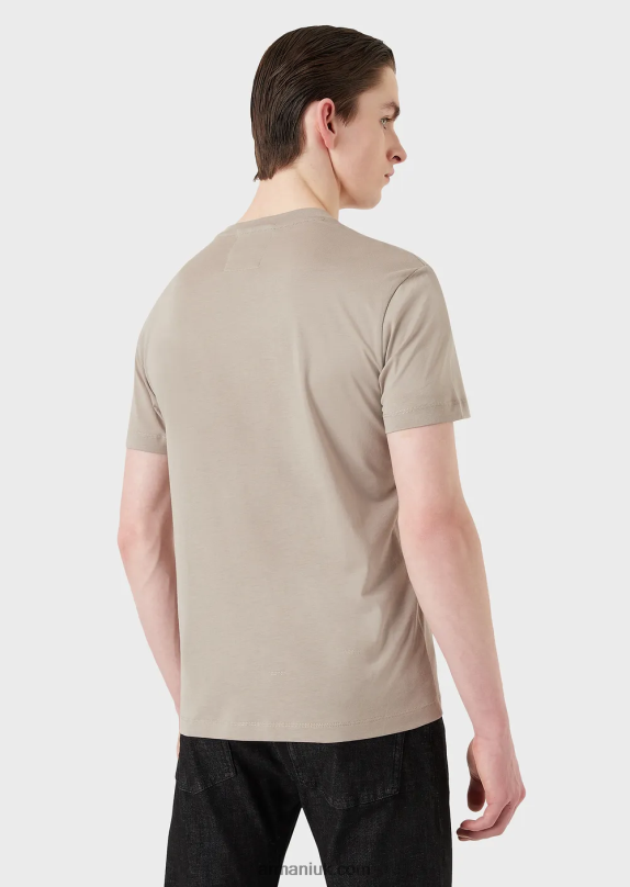 Pima Jersey T-Shirt With Logo Print Men VP6Z81717 Armani Green Logo