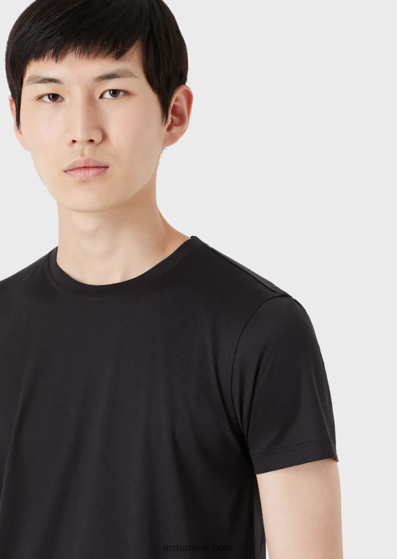 Silk/Cotton Blend T-Shirt Men VP6Z81735 Armani Black