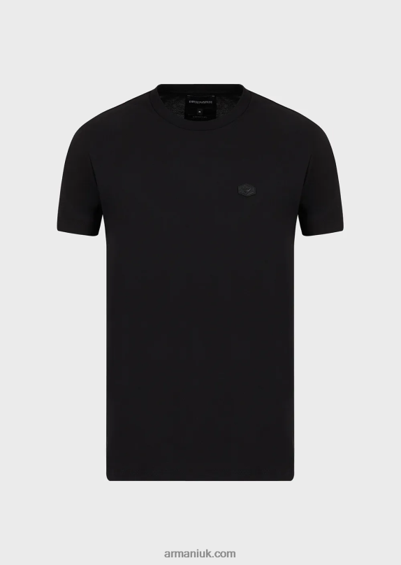 Supima Jersey T-Shirt With Micro Eagle Patch Men VP6Z81730 Armani Black