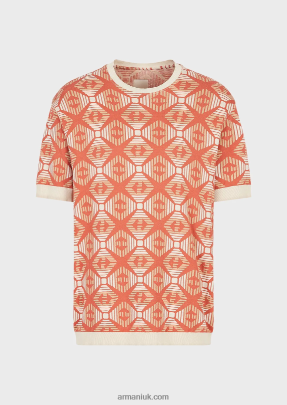 Sustainable Collection Organic Jacquard Jersey Jumper With Collection Pattern Men VP6Z81684 Armani