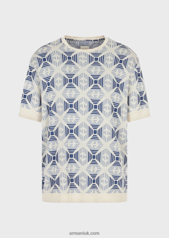 Sustainable Collection Organic Jacquard Jersey Jumper With Collection Pattern Men VP6Z81685 Armani Pattern