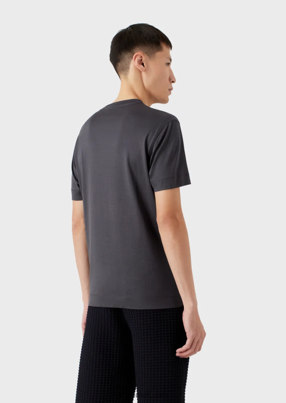 Tencel-Blend Jersey T-Shirt With Embossed Logo Embroidery Men VP6Z81613 Armani Graphite