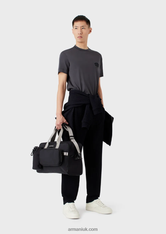 Tencel-Blend Jersey T-Shirt With Embossed Logo Embroidery Men VP6Z81613 Armani Graphite