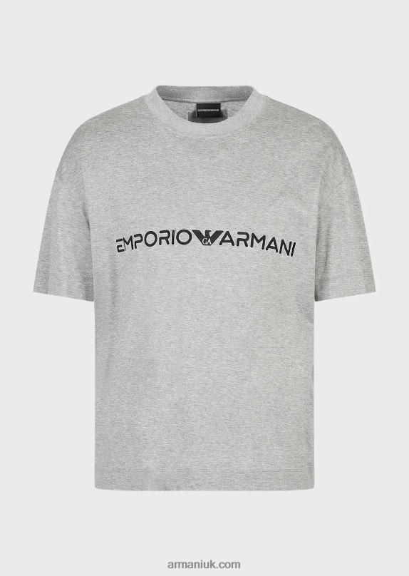 Tencel-Blend Jersey T-Shirt With Embossed Logo Men VP6Z81620 Armani Gray