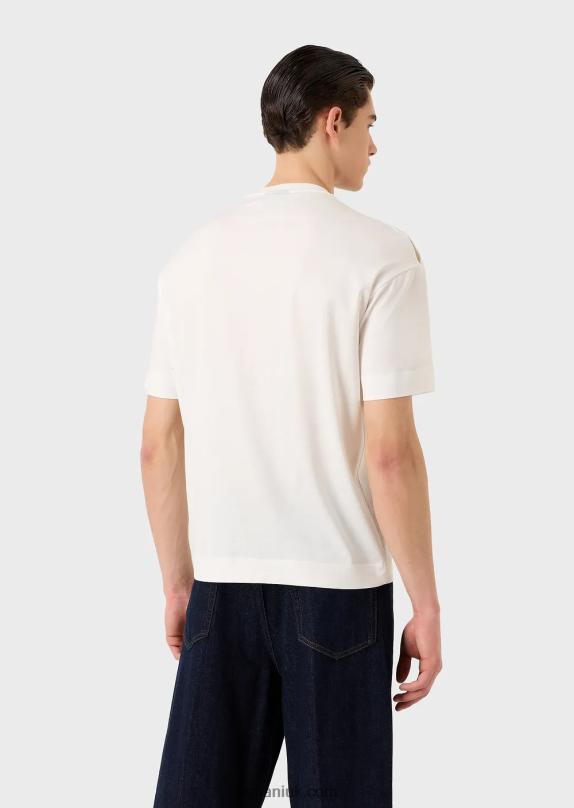 Tencel-Blend Jersey T-Shirt With Oversized Embroidered Logo Men VP6Z81606 Armani White