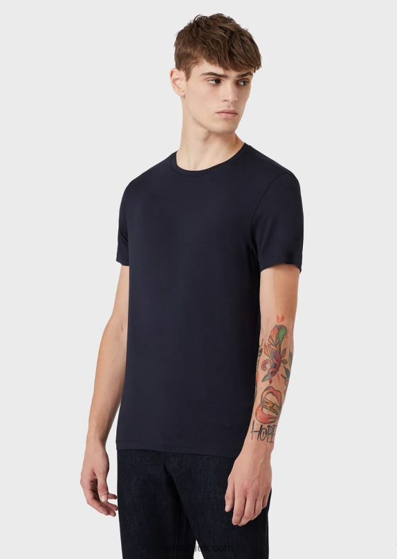 Viscose Jersey T-Shirt Men VP6Z81733 Armani Navy Blue