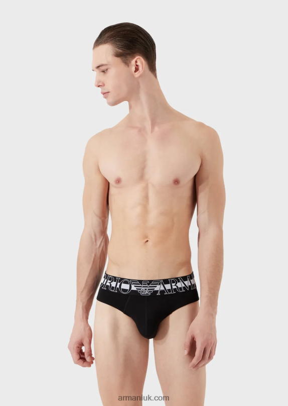Megalogo Organic Cotton Briefs Men VP6Z81792 Armani Black