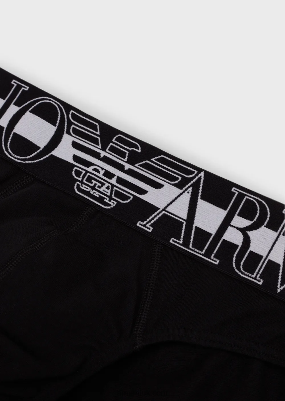 Megalogo Organic Cotton Briefs Men VP6Z81792 Armani Black