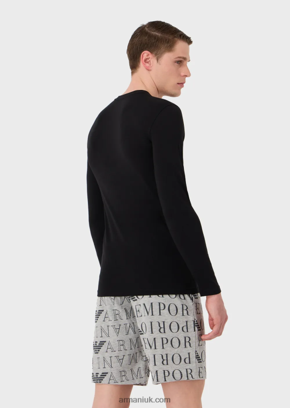 Organic Cotton Slim-Fit Undershirt With Shiny Logo Band Men VP6Z81808 Armani Black