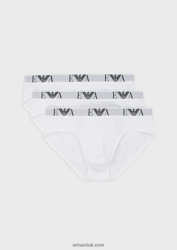 Three-Pack Of Briefs With Essential Monogram Logo Men VP6Z81800 Armani White