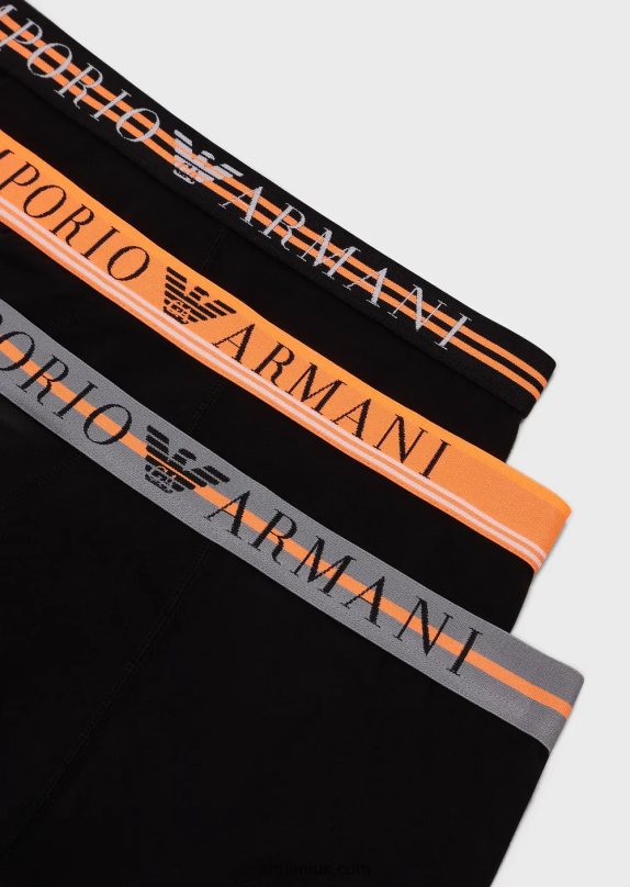Three-Pack Of Organic Cotton Boxer Briefs With Mixed Waistband Men VP6Z81760 Armani Black