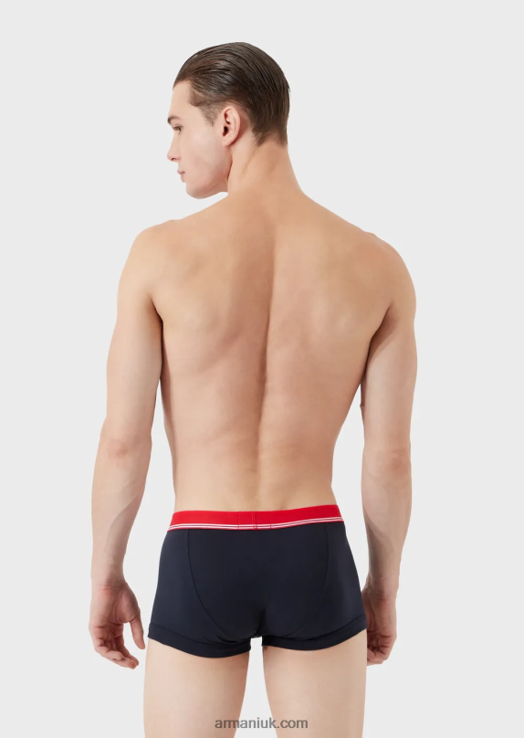 Three-Pack Of Organic Cotton Boxer Briefs With Mixed Waistband Men VP6Z81761 Armani Navy Blue