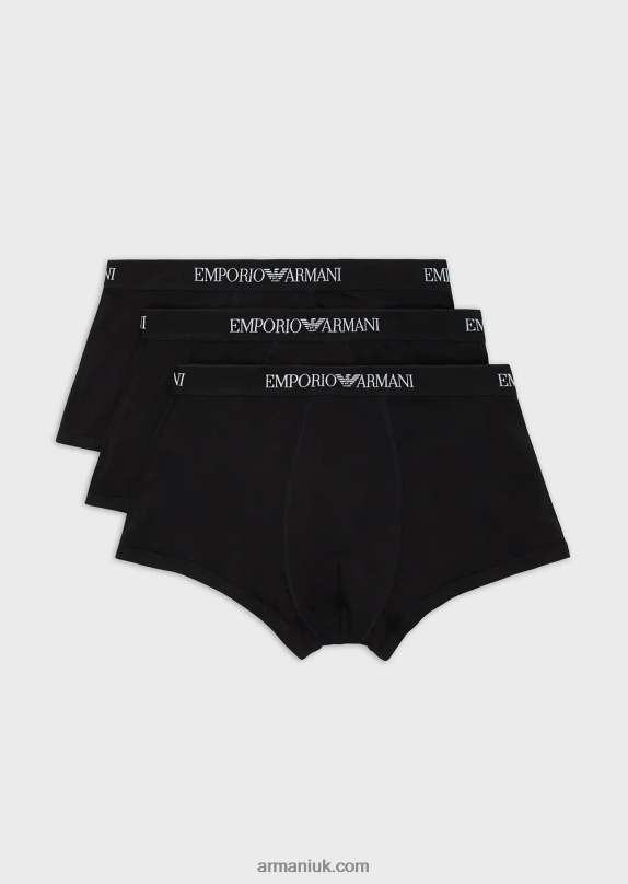 Three-Pack Of Pure Cotton Basic Boxer Briefs Men VP6Z81755 Armani Black