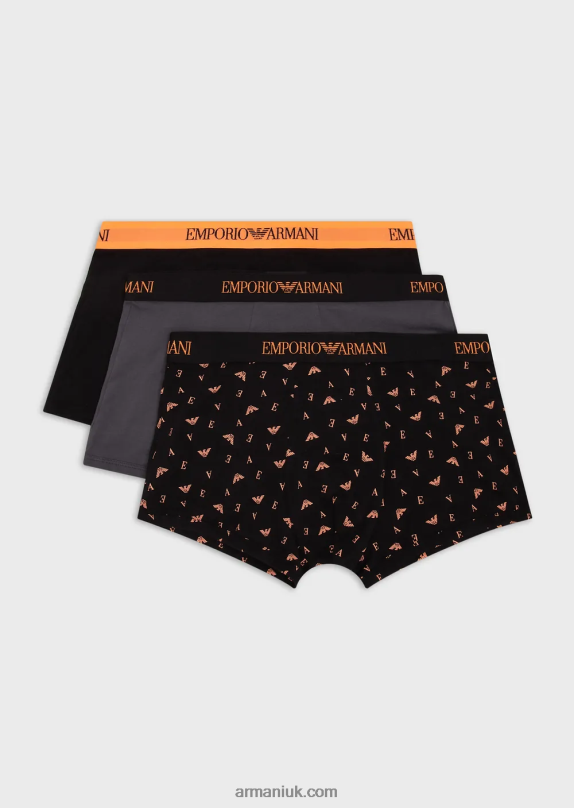Three-Pack Of Pure Cotton Boxer Briefs Men VP6Z81762 Armani Black