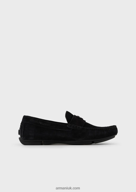 Suede Driving Loafers With Logo Men VP6Z81831 Armani Black 8