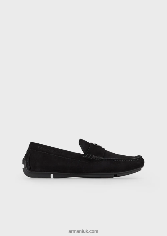 Suede Driving Loafers With Logo Men VP6Z81832 Armani Black