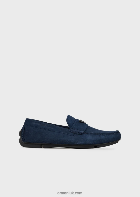 Suede Driving Loafers With Logo Men VP6Z81833 Armani