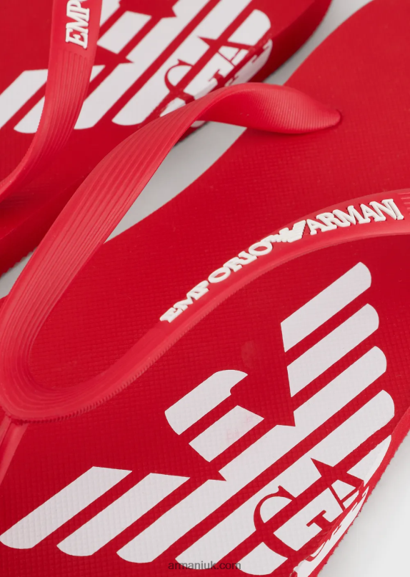 Rubber Flip-Flops With Logo Men VP6Z81859 Armani Red