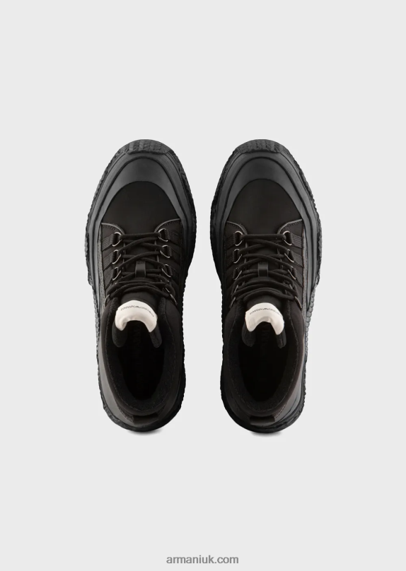 Leather And Recycled Nylon Sneakers With Multi-Layered Soles Men VP6Z81894 Armani Black