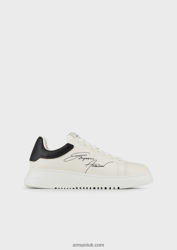 Leather Sneakers With Signature Logo Men VP6Z81908 Armani White